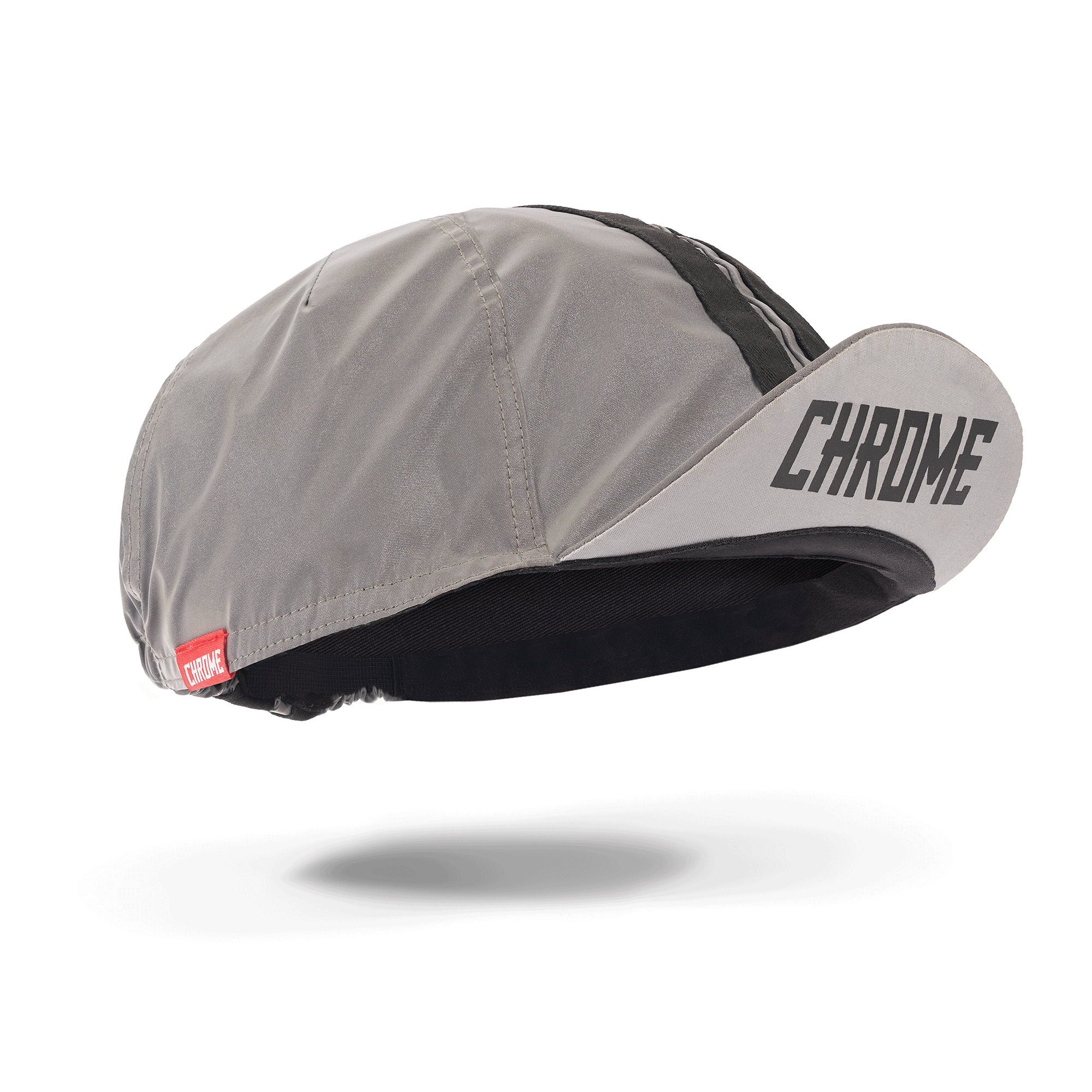 Chrome logo Cycling Cap in reflective showing high reflectivity #color_reflective