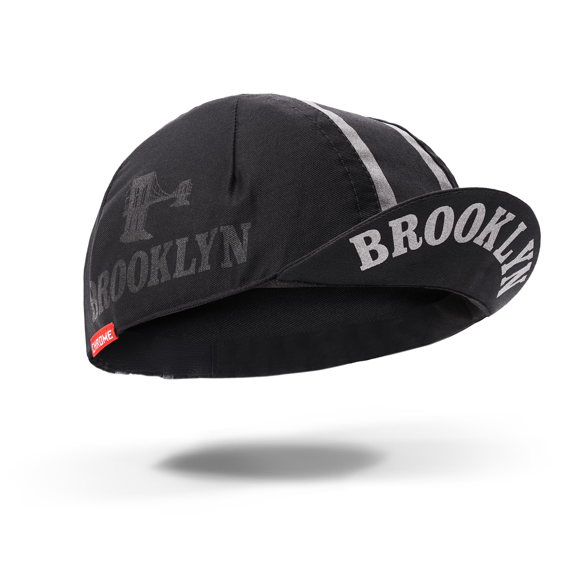 Chrome x Brooklyn Cycling Cap flap view #color_black