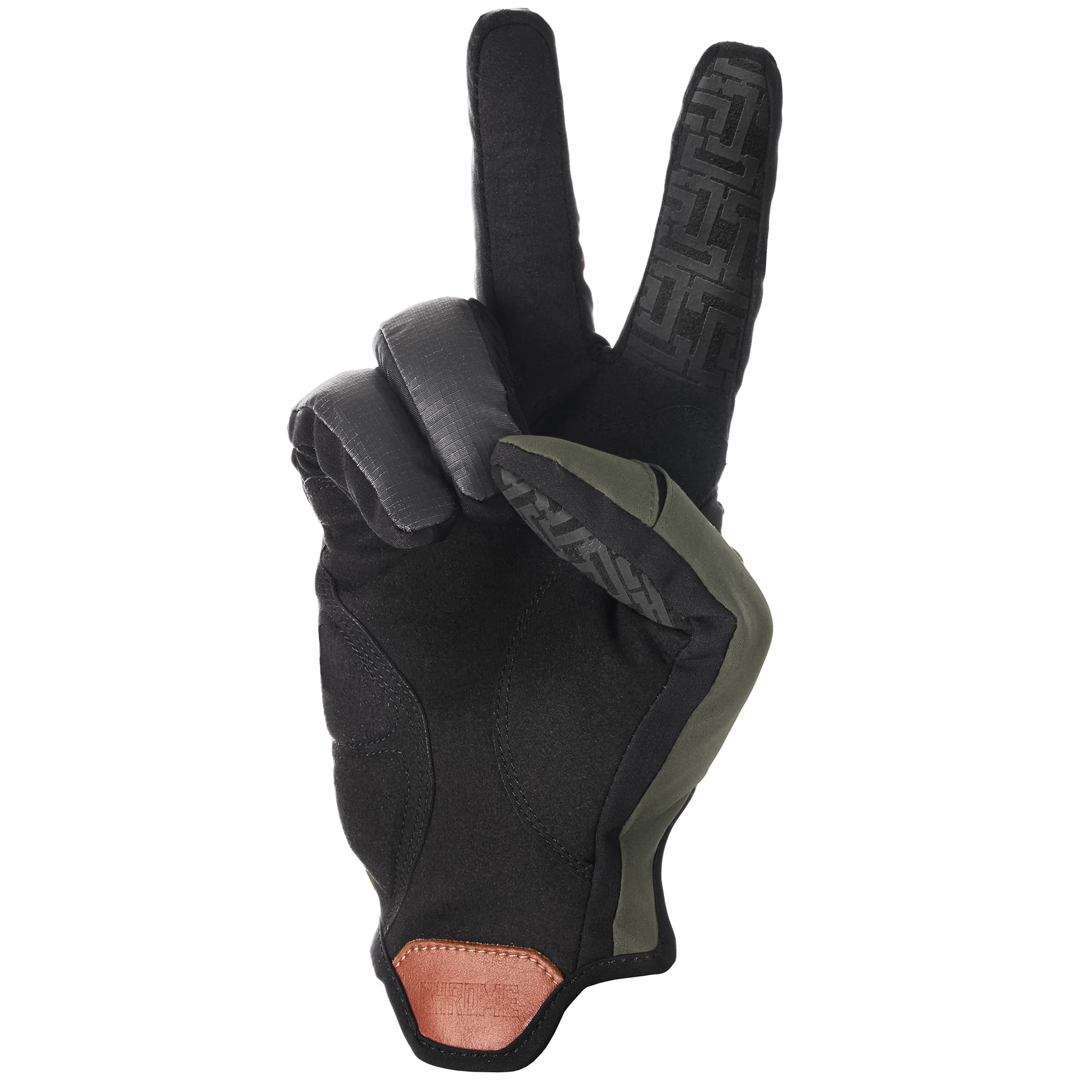 Green Midweight Cycling Gloves palm detail #color_olive black