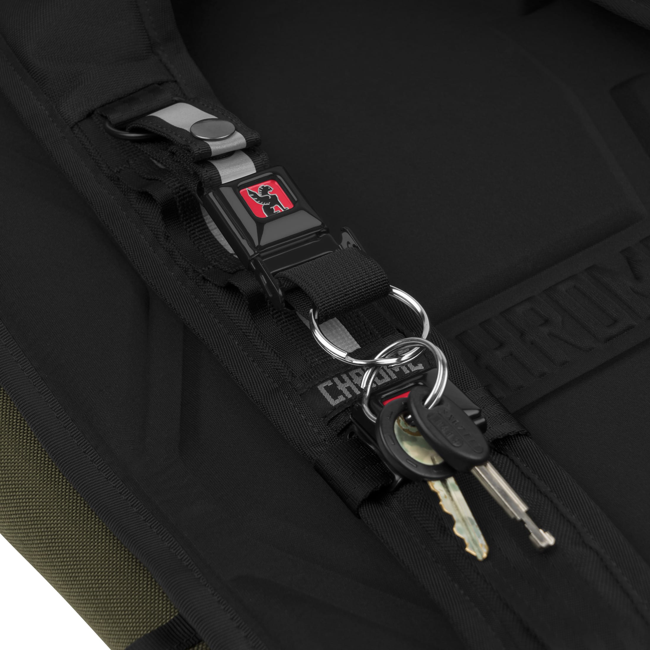 Black Mini Buckle Keychain holding keys #color_black