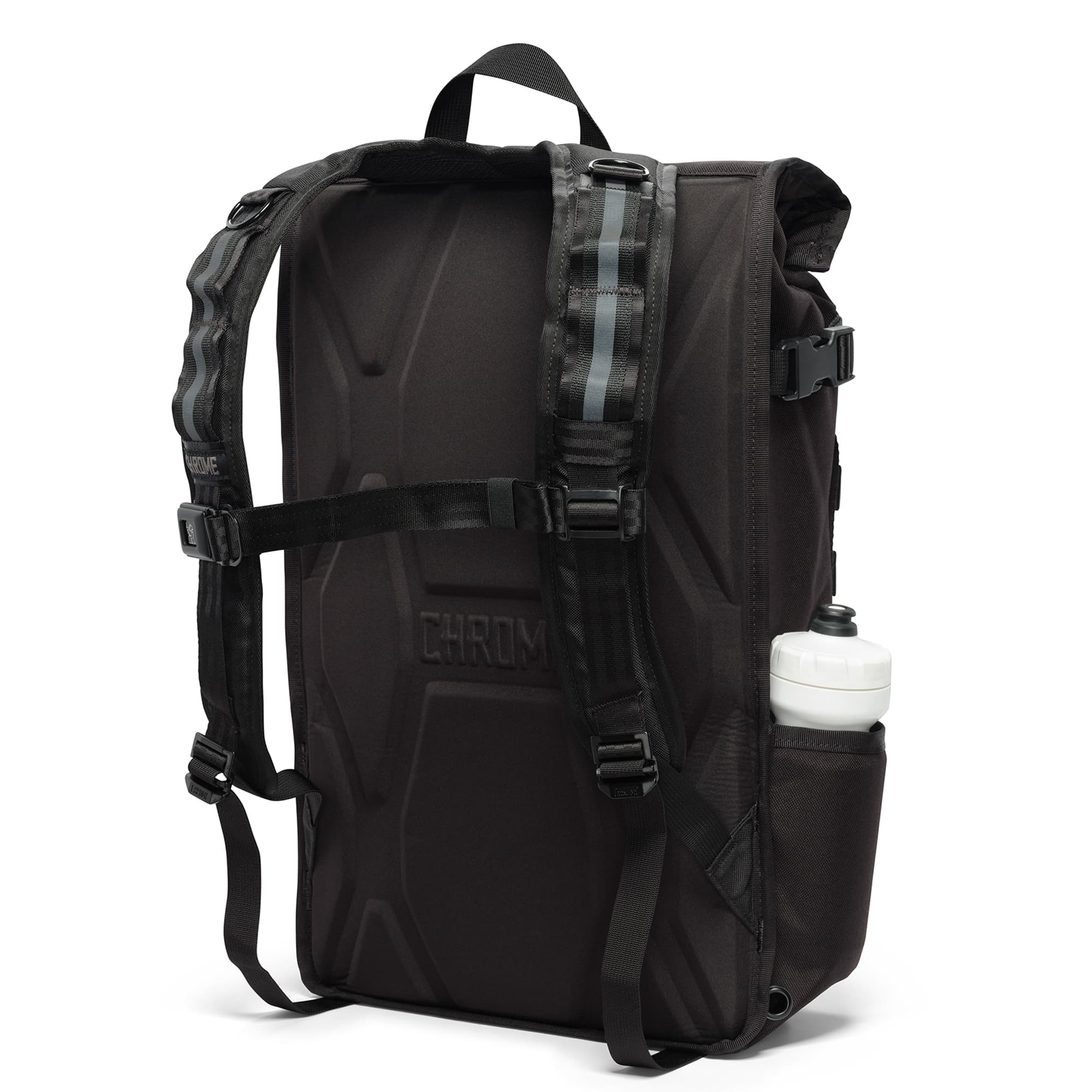 Leather black Barrage Cargo Backpack harness detail #color_leather/black