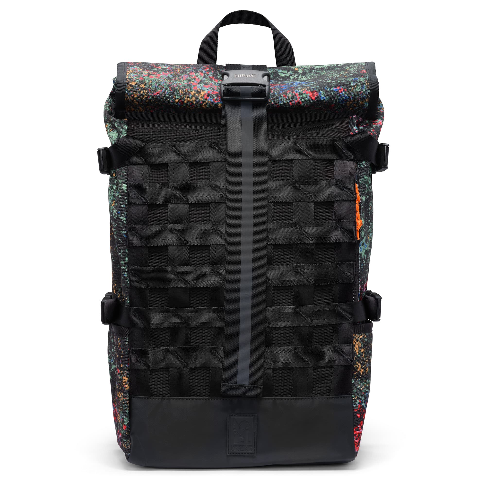 Studio Black Barrage Cargo Backpack front detail #color_studio black