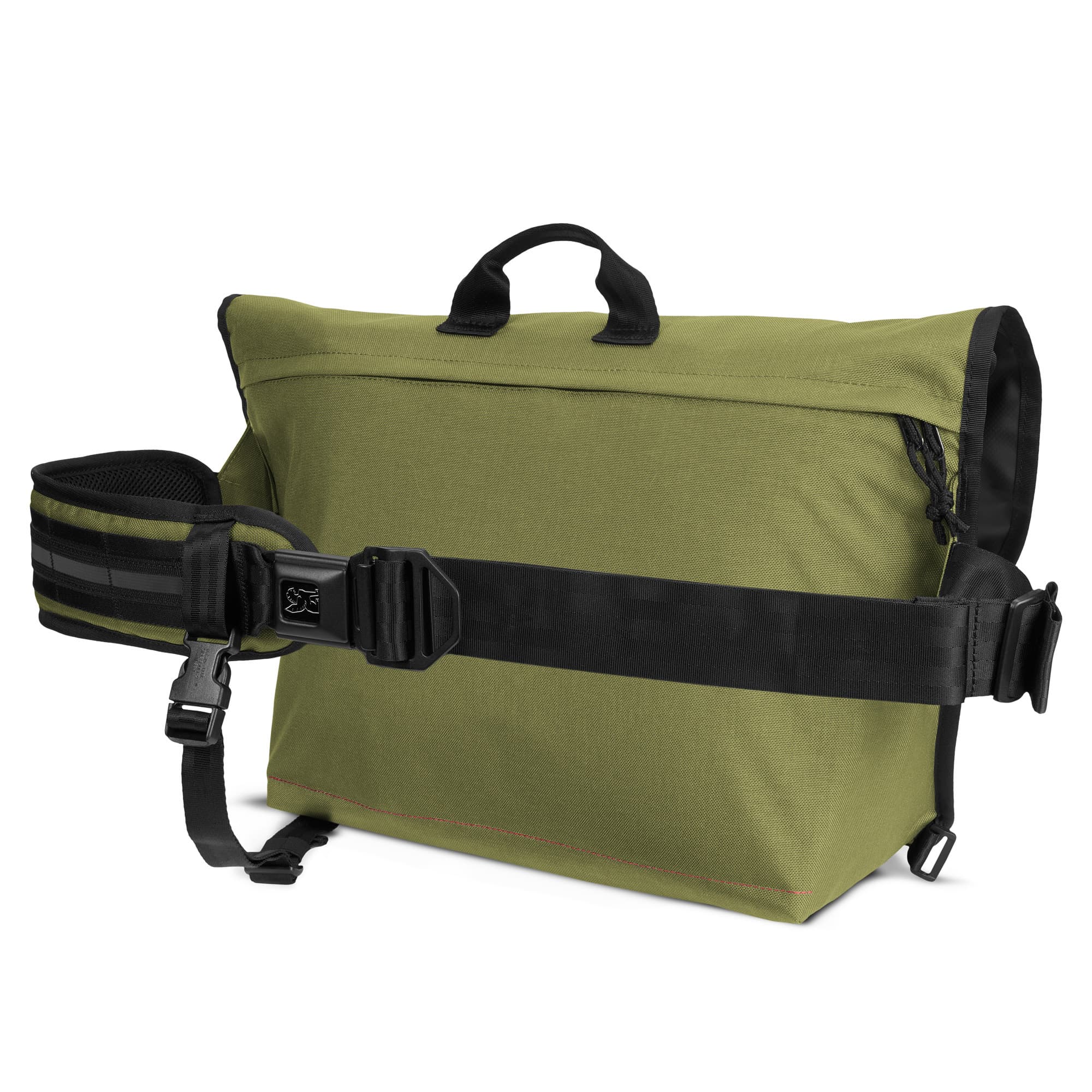 Buran III tech messenger in green strap detail #color_olive branch