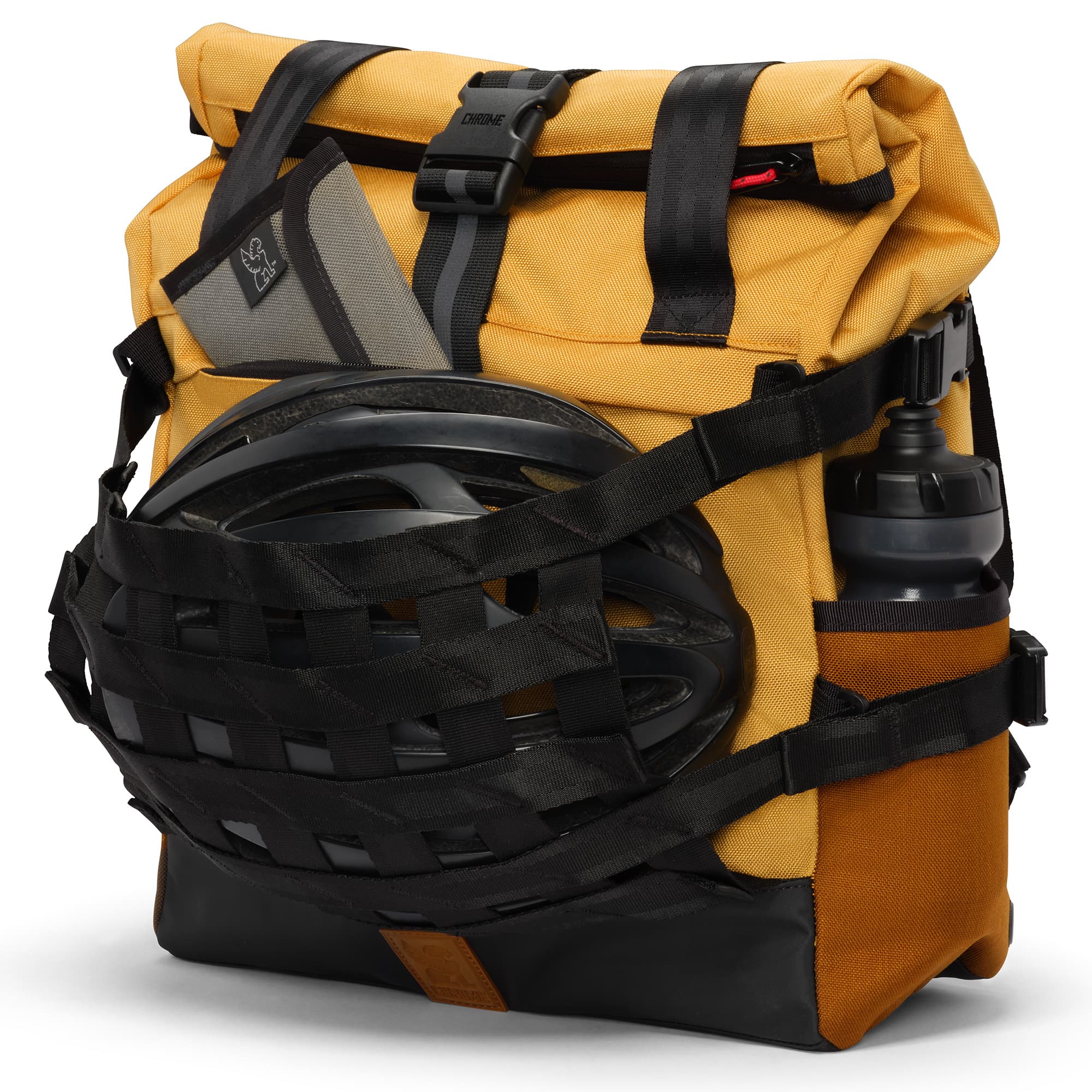 Weather resistant Barrage Tote in amber cargo net detail #color_amber tritone