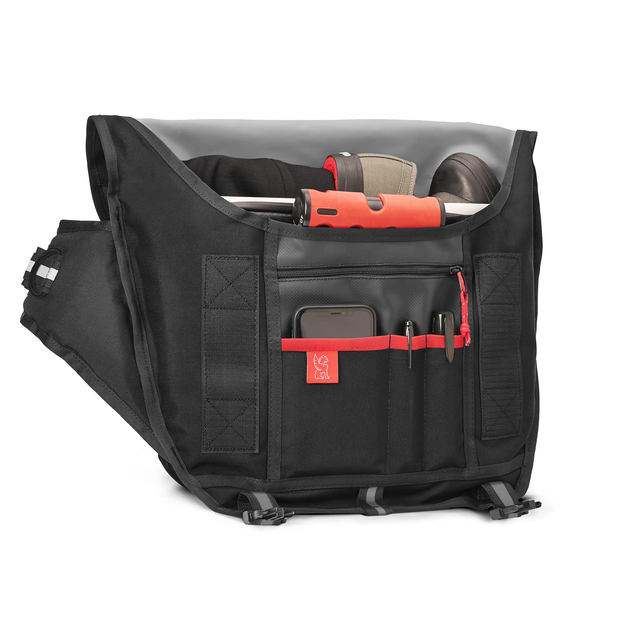 Mini Metro Messenger in reflective black inside build out #color_night