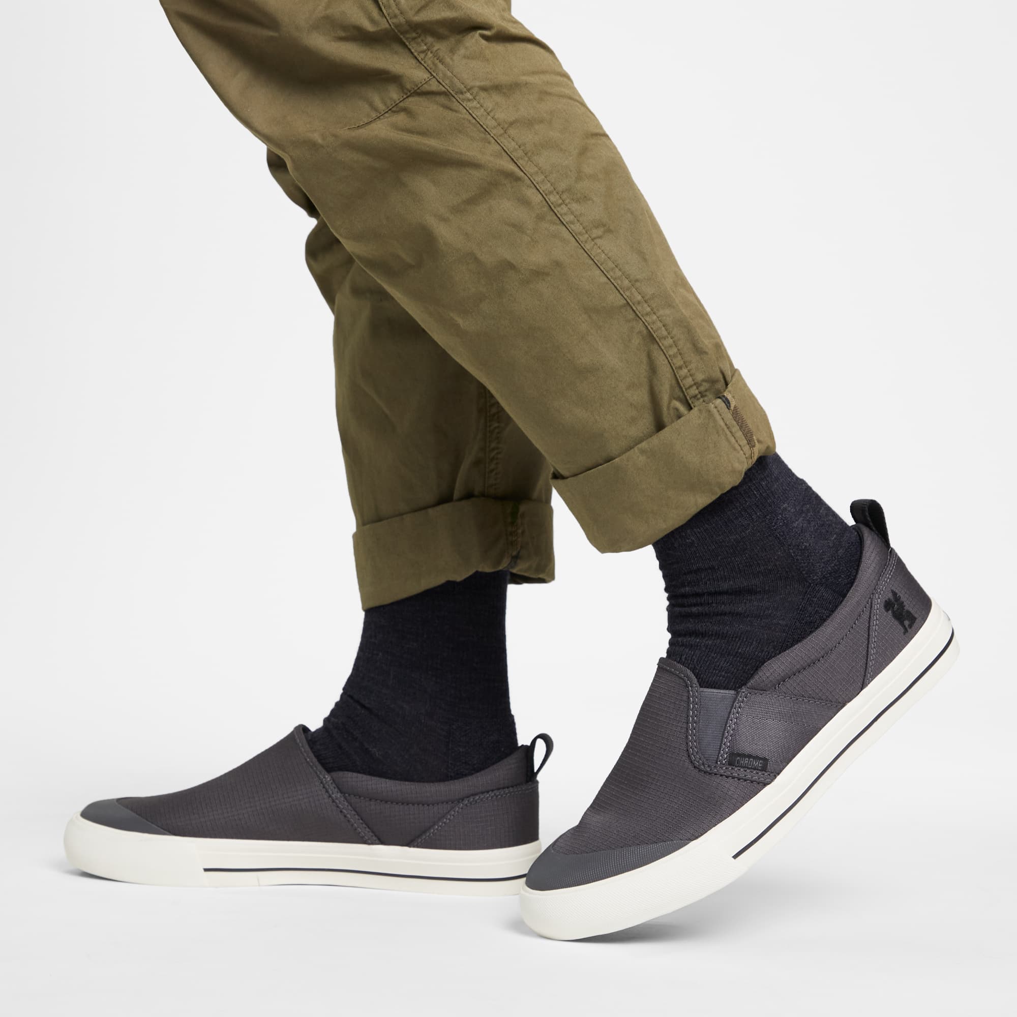 Dima 3.0 Slip-On Sneaker in grey on a man #color_grey ripstop