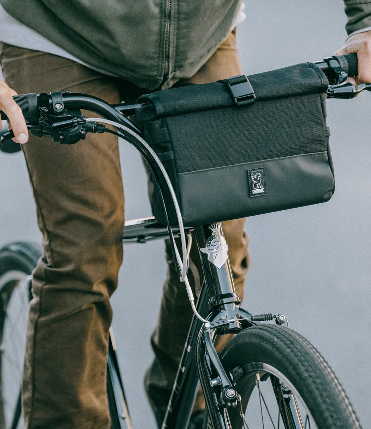 Bike Bags and Panniers Doubletrack handlebar bag on a bike